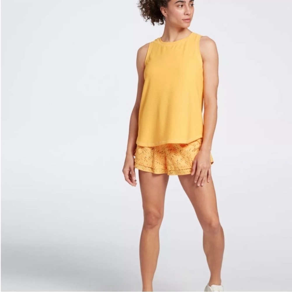calia by carrie underwood mustard Yellow Patterned lined running Shorts - Picture 4 of 12